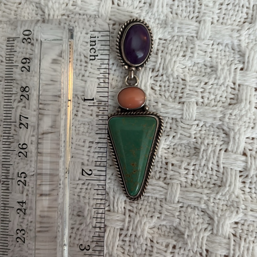 Reve Turquoise Green, peach and purple post Earrings
Silver. - Picture 4 of 4